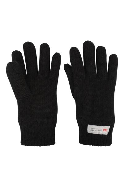 Brand Black Kids Knitted Thinsulate Thermal Gloves Mountain Warehouse