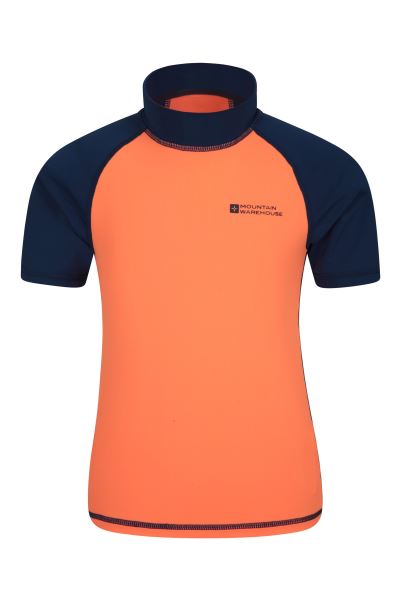 Bright-Orange Mountain Warehouse Short Sleeved Kids Rash Vest Best