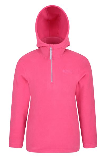 Bright-Pink Mountain Warehouse Camber Kids Microfleece Hoodie Hot