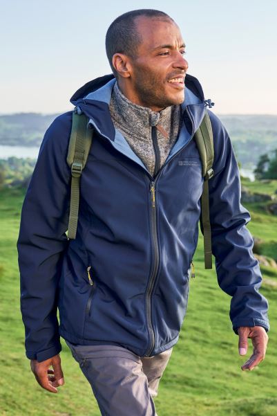 Mountain Warehouse Hot Blue Exodus Mens Showerproof Softshell