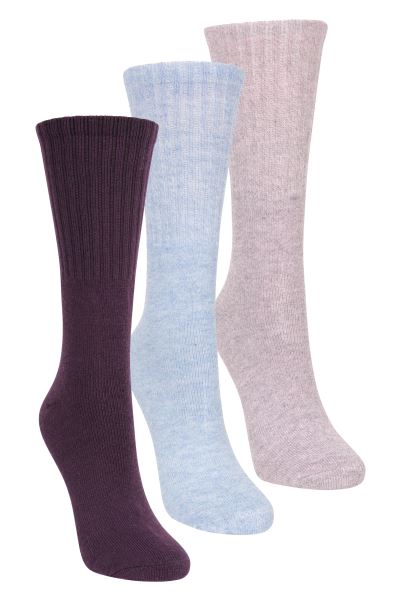 Outdoor Womens Walking Socks 3-Pack Burgundy Brand Mountain Warehouse