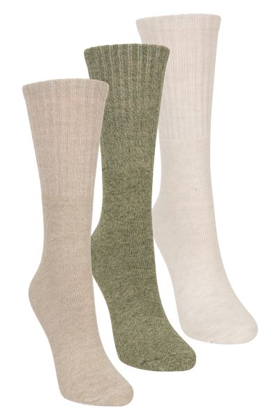 Outdoor Womens Walking Socks 3-Pack Mountain Warehouse Brand Beige