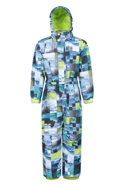 Cloud Printed Kids All In One Snowsuit Lime Mountain Warehouse Collections