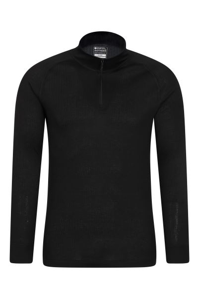 Brand Black Talus Mens Long Sleeved Zip Neck Top Mountain Warehouse