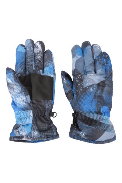 Brand Printed Kids Ski Gloves Mountain Warehouse Charcoal
