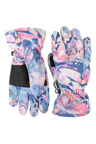 Dark-Pink Brands Printed Kids Ski Gloves Mountain Warehouse