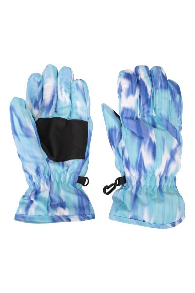 Origin Teal Printed Kids Ski Gloves Mountain Warehouse