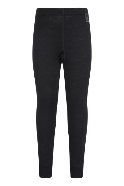 Mountain Warehouse Brands Black Merino Kids Base Layer Thermal Pants