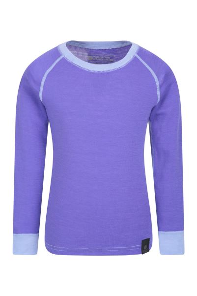 Origin Mountain Warehouse Merino Kids Round Neck Base Layer Top Purple