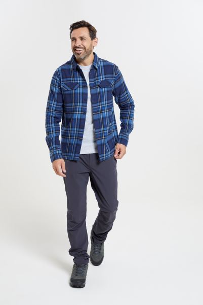 Dark-Blue Brand Mountain Warehouse Trace Mens Flannel Long Sleeve Shirt