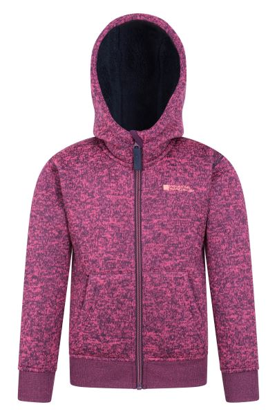 Origin Nevis Fur Lined Kids Hoodie Dark-Pink Mountain Warehouse