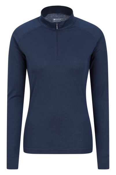 Navy Hot Talus Womens Long Sleeved Zip Neck Top Mountain Warehouse