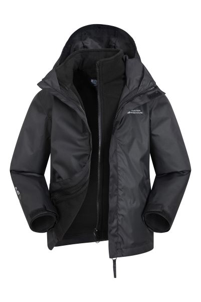 Mountain Warehouse Collections Black Fell Water-Resistant Kids 3 In 1 Jacket