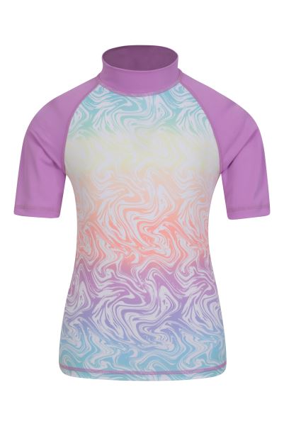 Short Sleeve Kids Printed Rash Vest Mountain Warehouse New Pale-Yellow