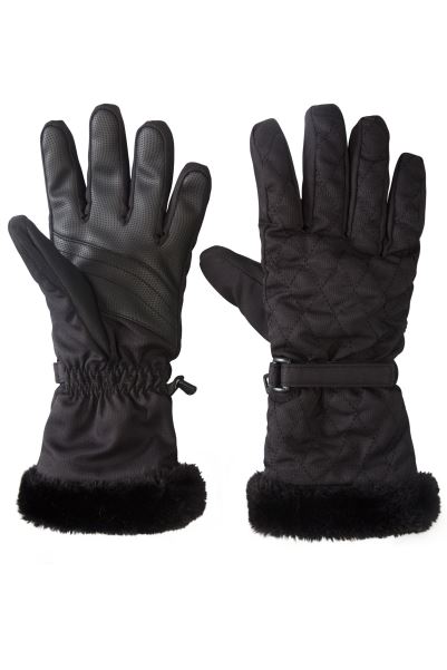 Quilted Womens Ski Gloves Black Mountain Warehouse Origins