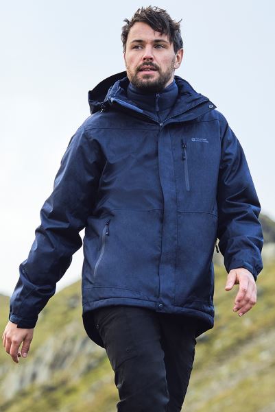 New Blue Mountain Warehouse Bracken Melange 3 In 1 Mens Jacket