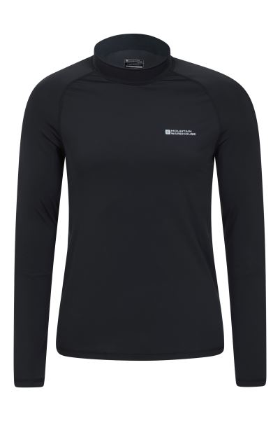 Jet-Black Mens Long Sleeve Rash Vest Mountain Warehouse Hot