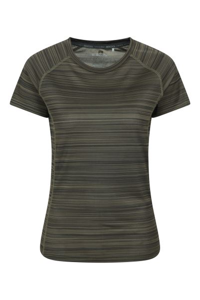 Collections Endurance Striped Womens Tee Mountain Warehouse Dark-Green