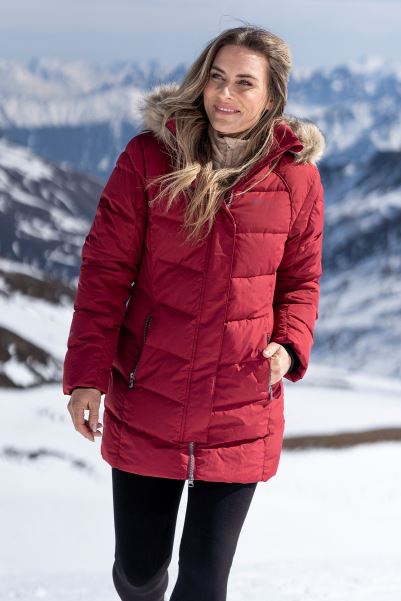 Isla Ii Womens Long Down Jacket Origin Mountain Warehouse Rust