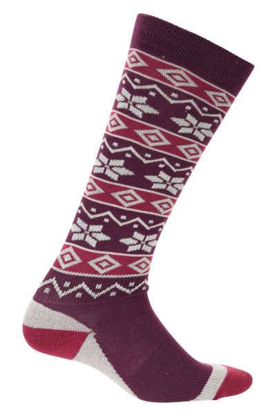 Burgundy Mountain Warehouse New Polar Patterned Womens Technical Ski Socks