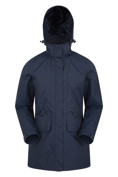 Mountain Warehouse Origins Dark-Blue Glacial Womens Long Waterproof Jacket