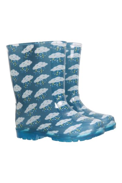 Fashion Splash Junior Flashing Lights Wellies Light-Blue Mountain Warehouse