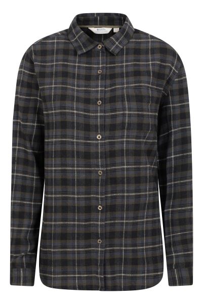 Khaki Brand Mountain Warehouse Balsam Womens Brushed Long Line Flannel Shirt