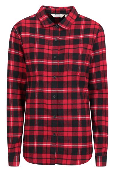Best Balsam Womens Brushed Long Line Flannel Shirt Mountain Warehouse Red