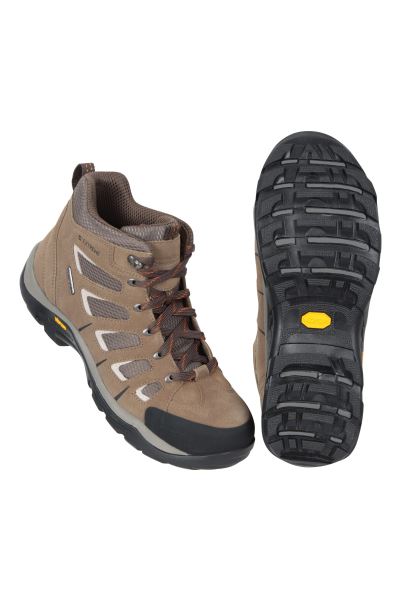 Mountain Warehouse Brown Extreme Field Waterproof Mens Wide-Fit Vibram Boots Hot