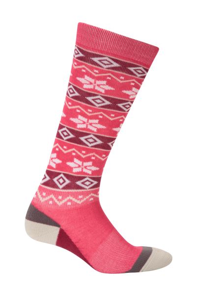 Dark-Pink Womens Patterned Ski Socks Origins Mountain Warehouse