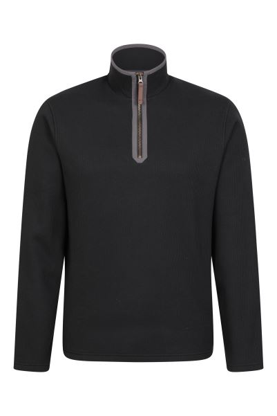 Mountain Warehouse Beta Contrast Mens Zip-Neck Top Original Black