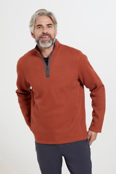 Brands Mountain Warehouse Beta Contrast Mens Zip-Neck Top Rust