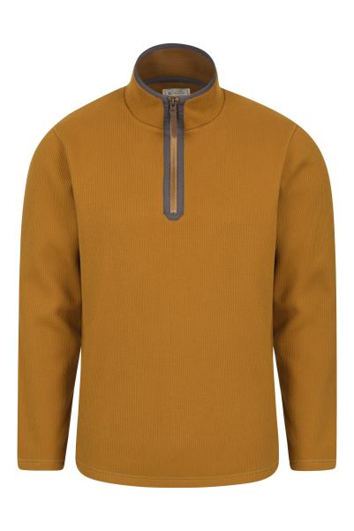 Beta Contrast Mens Zip-Neck Top Gold Origin Mountain Warehouse