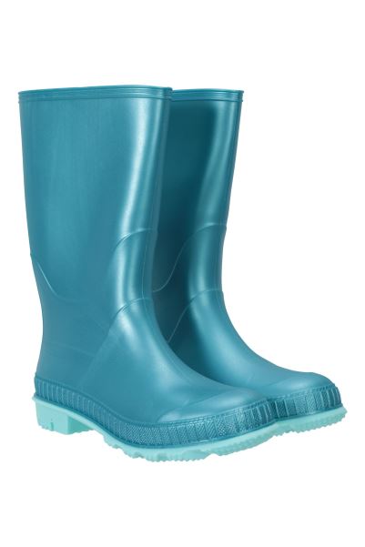 Light-Teal Mountain Warehouse Plain Kids Wellies Fashion