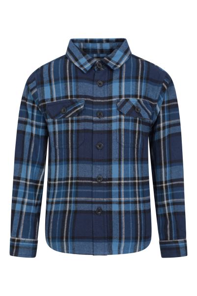 Dark-Blue Flannel Kids Check Shirt Brand Mountain Warehouse