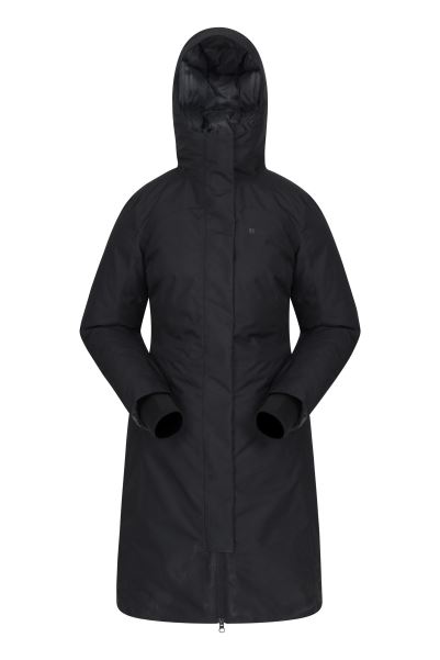Collection Polar Hybrid Womens Long Down Jacket Black Mountain Warehouse