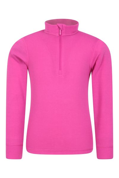 Bright-Pink Mountain Warehouse Talus Kids Zip Neck Base Layer Top Brands