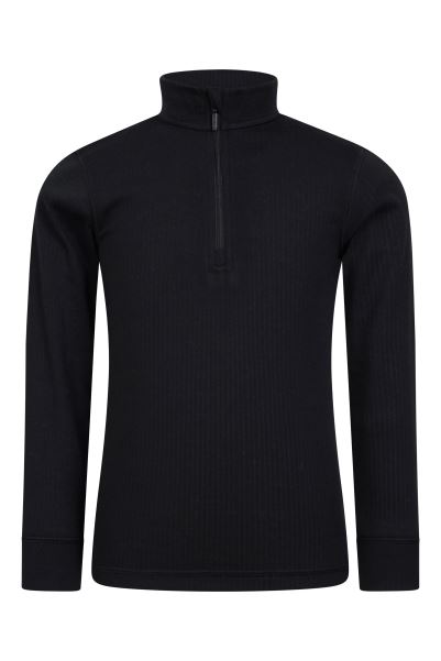 Talus Kids Zip Neck Base Layer Top Black Mountain Warehouse Hot