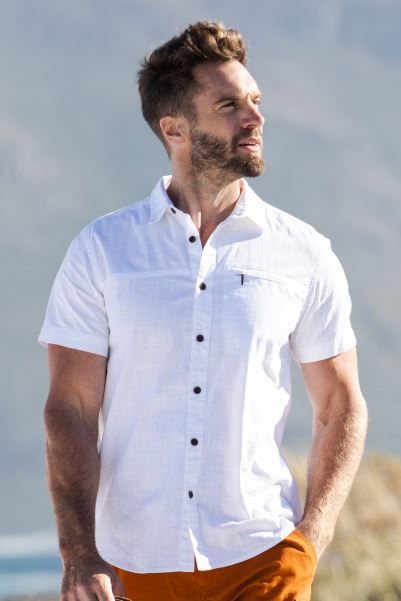 Hot Coconut Slub Texture Mens Short-Sleeved Shirt White Mountain Warehouse