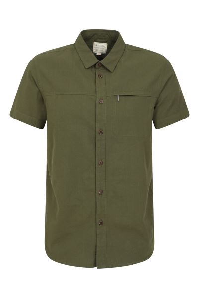 Coconut Slub Texture Mens Short-Sleeved Shirt Mountain Warehouse Fashion Khaki