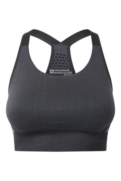 Track Longline Seamless Womens Sports Bra Hot Mountain Warehouse Black