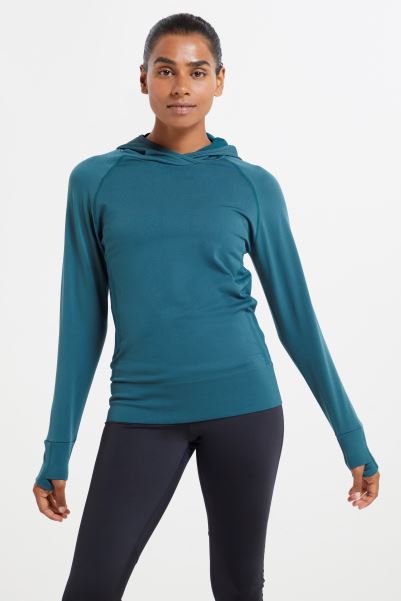 Track Womens Seamless Hoodie Mountain Warehouse Best Dark-Teal