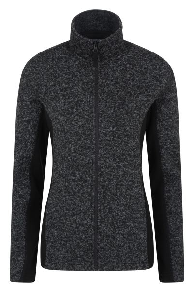 Idris Womens Panelled Full-Zip Fleece Jacket Jet-Black Origin Mountain Warehouse