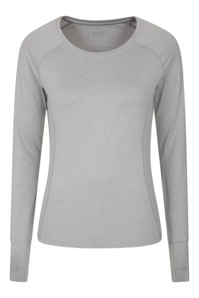 Breeze Recycled Yarn Womens Long Sleeve Tee Mountain Warehouse Light-Grey Origins