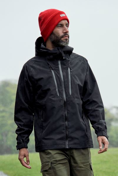 Brands Black Stride Extreme Stretch Panel Mens Waterproof Jacket Mountain Warehouse