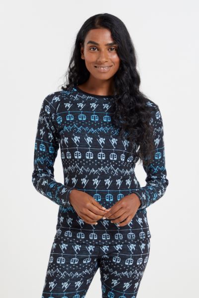 Brand Mountain Warehouse Patterned Womens Thermal Top Teal