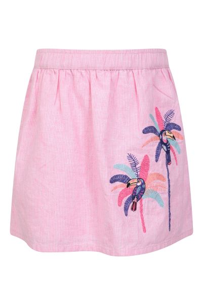 Mountain Warehouse Pink Brand Embroidered Ticking Stripe Kids Skirt
