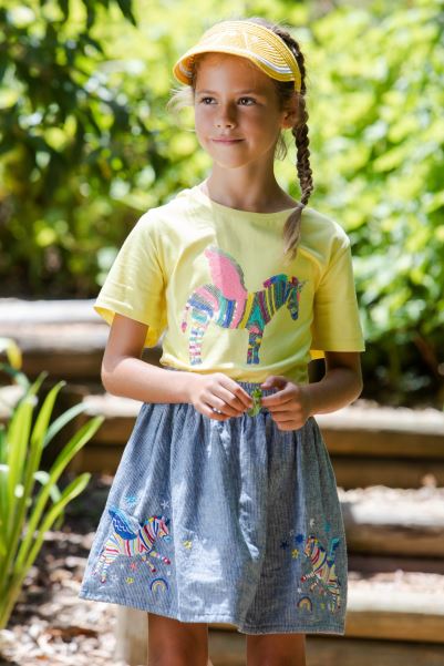 Blue Embroidered Ticking Stripe Kids Skirt Original Mountain Warehouse