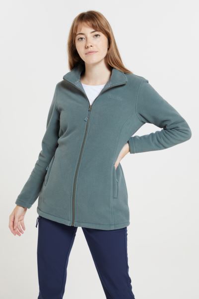 Birch Womens Longline Fleece Jacket Jacket Brand Light-Khaki Mountain Warehouse