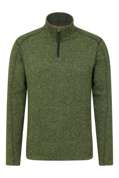 Idris Mens Half-Zip Fleece Mountain Warehouse Dark-Khaki Fashion